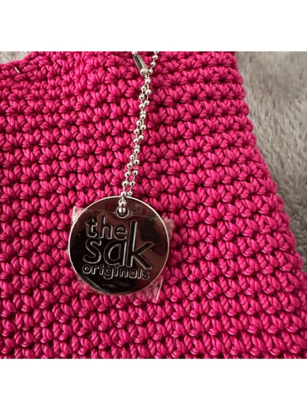 The Sak Hot Pink Knit Crochet Shoulder Bag Purse Handbag - Picture 2 of 7